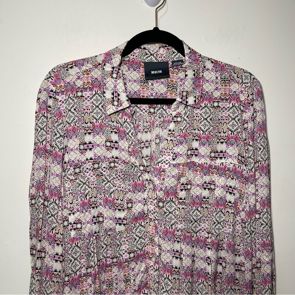 Maeve Anthropologie women's white pink paisley long sleeve button down shirt M - Picture 2 of 7